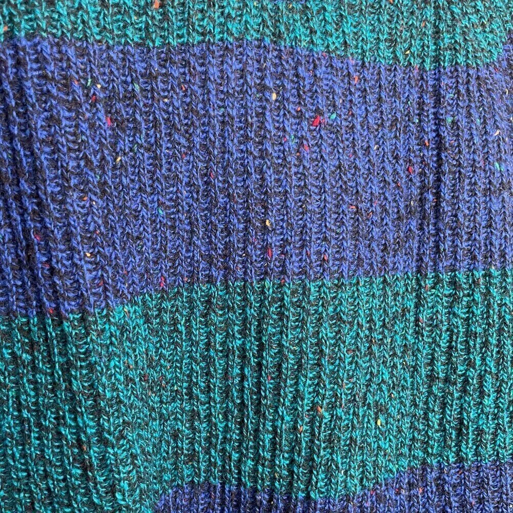 VTG Woodward Shop 100% British Wool Colorblock Striped Knit Sweater Size: XL